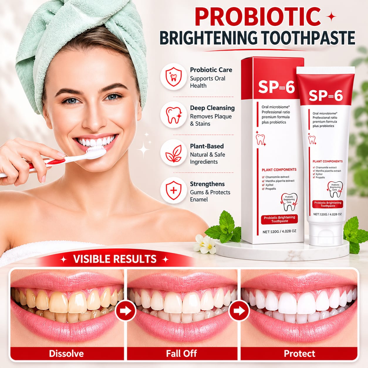 (Buy 1 Get 1 Free) SP-4 Probiotic Brightening and cleaning toothpaste | Flat 76% OFF 🔥